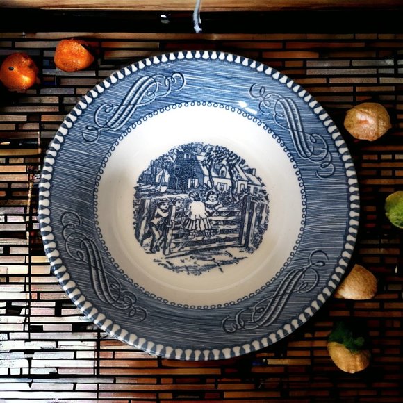 Dessert/Fruit/Sauce Bowl - Currier & Ives by Royal USA - Old Farm Gate - Picture 6 of 8